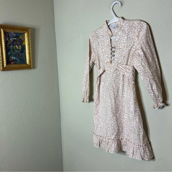 Elephantito Cream and Burgundy Floral Long Sleeve Dress Size 4 - Picture 5 of 5